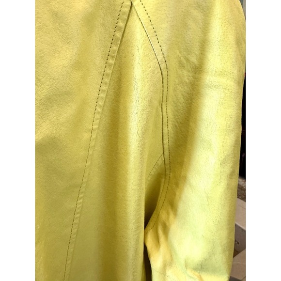 Sunny Yellow 100% Leather Moto Jacket Full Zip Jessica London Womens 16/16W XL - Picture 11 of 11